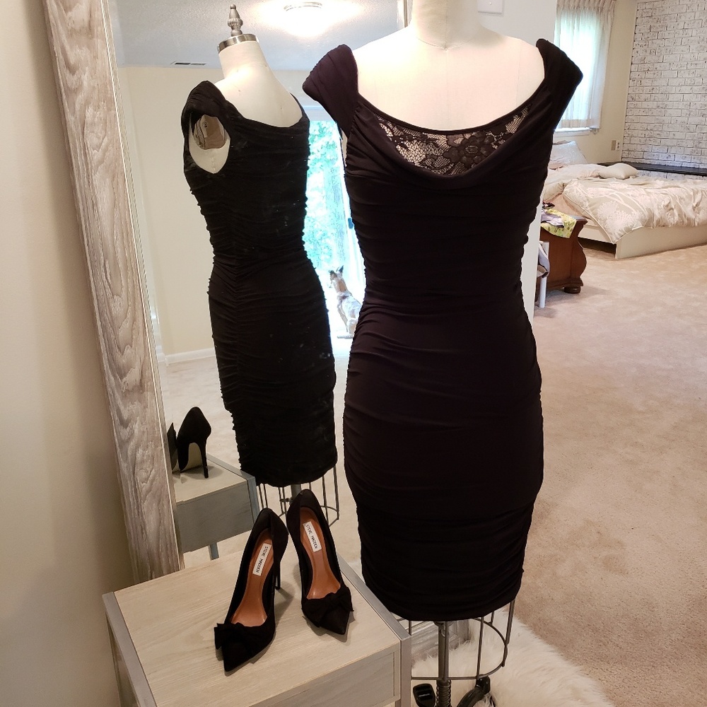 Allen Schwarts Prive Ruched Cocktail Dress
